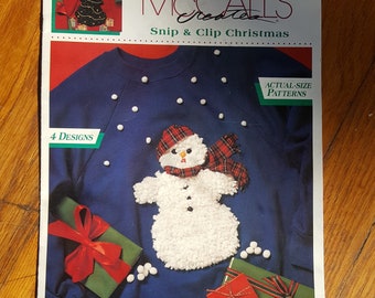 1993 McCall's Creates 14167 Snip Clip Christmas Ugly Sweater Fabric Craft Easy Patterns Booklet