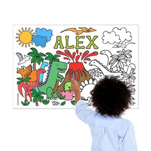 Personalized Dinosaur Coloring Poster with Name | Dinosaur Themed Paper Roll to Color | Personalized Dinosaur | 30" x 20" inches