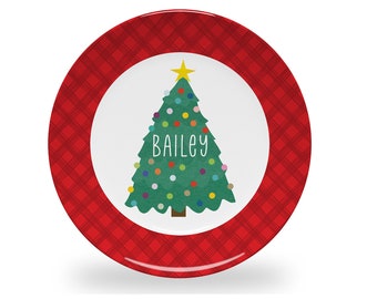 Personalized Christmas Plate Navy Blue Initial Santa Hat Personalized Christmas Plate Navy Blue Initial Santa Hat