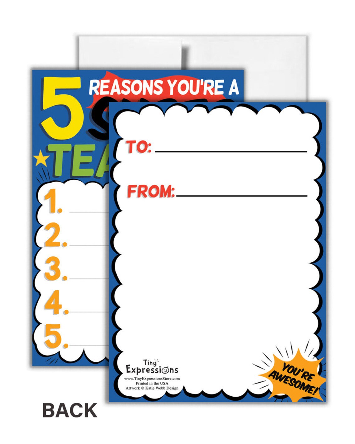 Bulk Super Teacher Fill In the Blank Appreciation Card