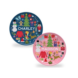 Personalized Christmas Plate for Kids | Holiday Table Decorations for Children | Cute Winter Plate for Kids with Name | BPA Free