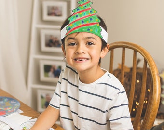Christmas Tree Paper Coloring Headbands : 12-Pack Party Activity