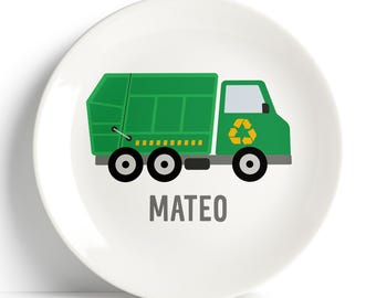 Personalized Garbage Truck Plate: Microwave Safe
