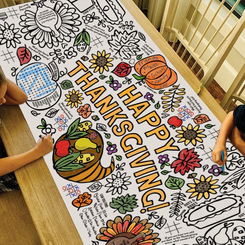 GIANT Thanksgiving Coloring Poster or Table Cover Paper - Etsy