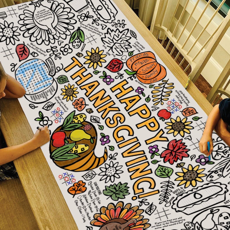 GIANT Thanksgiving Activity Poster or Table Cover Paper Turkey Tablecloth for School Parties Fall Party Decorations 30 x 72 inches image 1