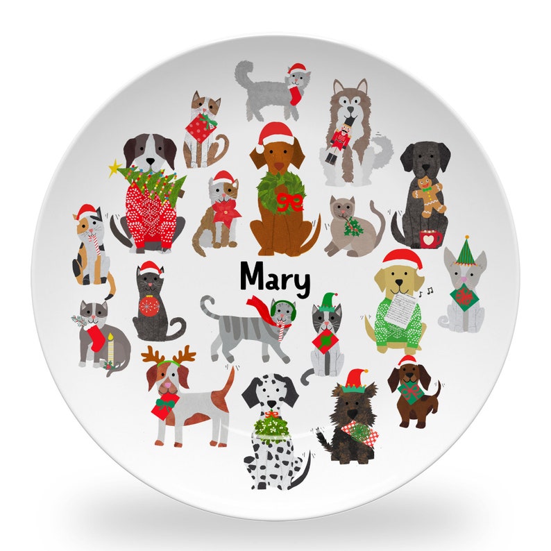 Personalized Christmas Pet Plate for Kids Cute Toddler Christmas Gift for Kids Monogrammed with Name BPA Free A Great Gift image 3