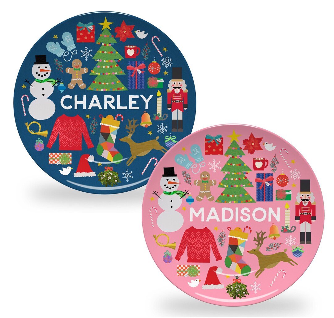 Personalized Christmas Plate for Kids Holiday Table Decorations for