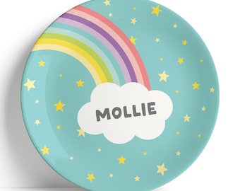 Personalized Rainbow Plate: Microwave Safe