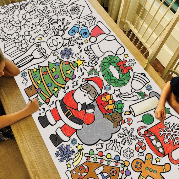 GIANT Christmas Coloring Poster or Table Cover Paper Holiday Tablecloth for  School Parties Winter Party Decorations 30 X 72 Inches 