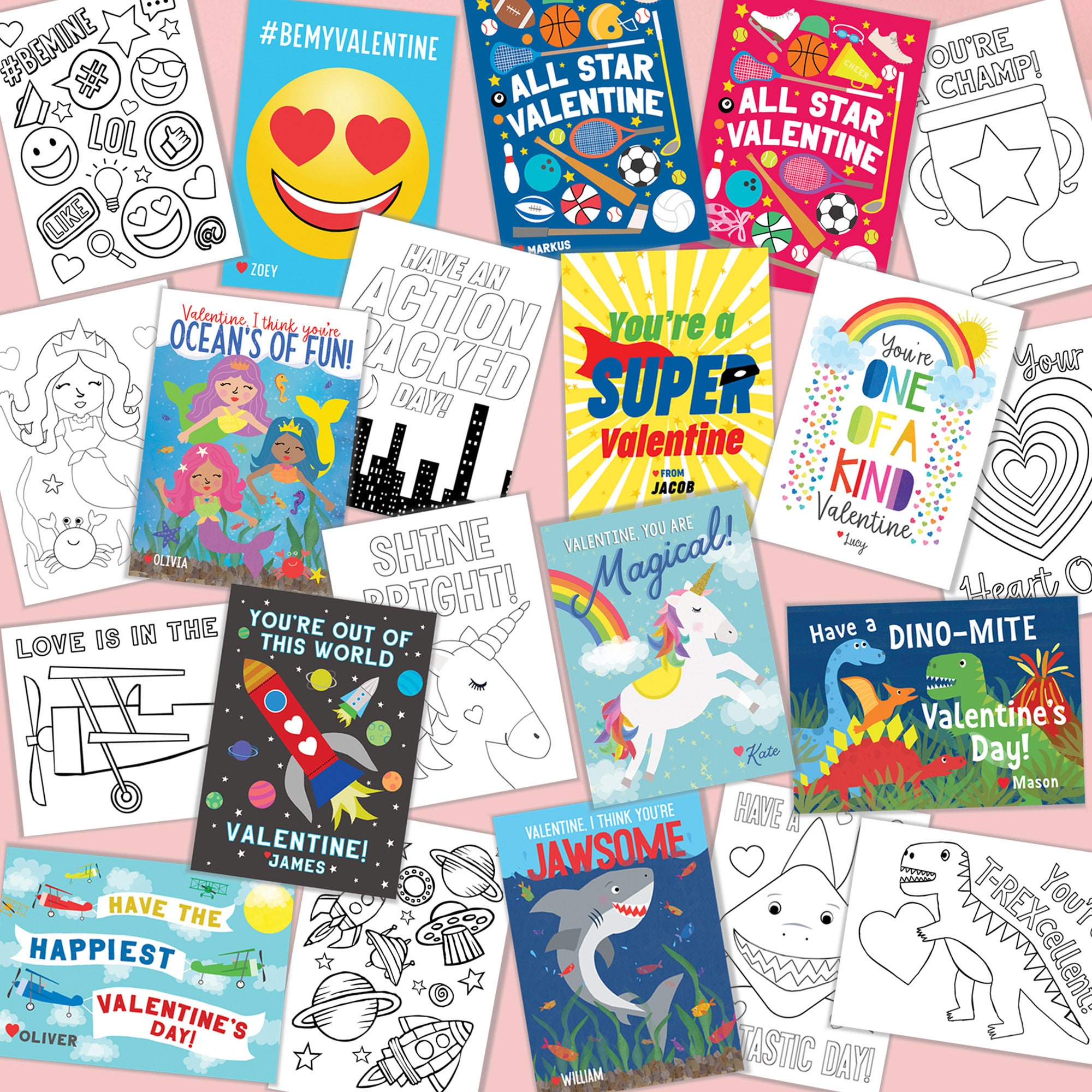 Personalized Sports Valentine for Kids Coloring Card for - Etsy