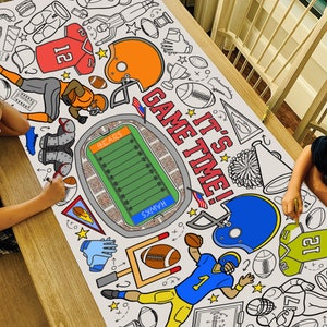 GIANT Football Coloring Poster or Table Cover | Paper Sports Tablecloth for Super Parties | 30" x 72" inches