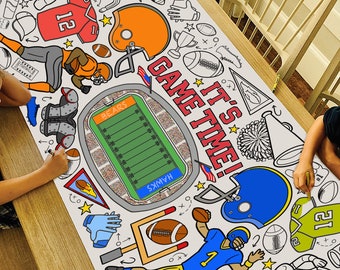 GIANT Football Coloring Poster or Table Cover | Paper Sports Tablecloth for Super Parties | 30" x 72" inches