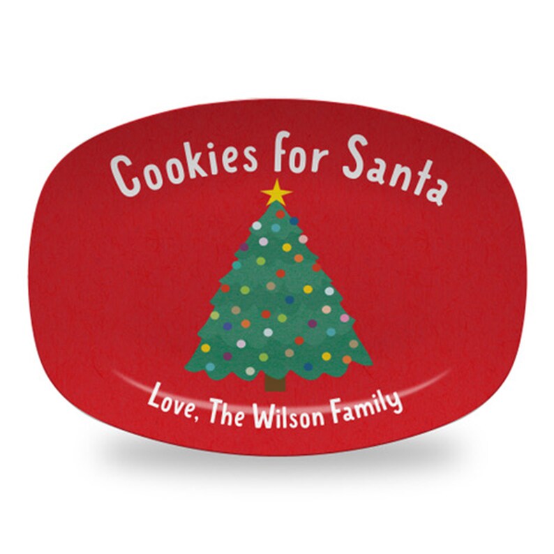 Personalized Kids Santa Plate Melamine Plate Holiday Personalized Cookies for Santa Plate Personalized Kids Plate Christmas Eve