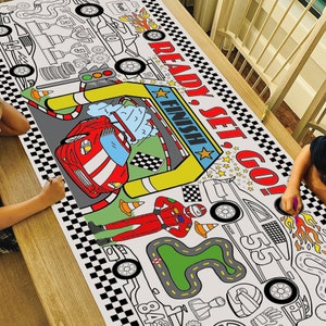 GIANT Race Car Coloring Poster or Table Cover |  Race Car Tablecloth for Parties |  Racing Craft for Kids | 30" x 72" inches