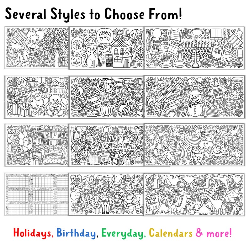 GIANT Personalized Birthday Coloring Poster or Table Cover Custom Paper Birthday Tablecloth for Parties 30 x 72 inches image 7