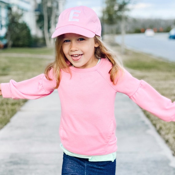 Toddler Girl Hat Embroidered Pink 