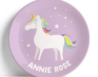Personalized Unicorn Wish Plate: Microwave Safe