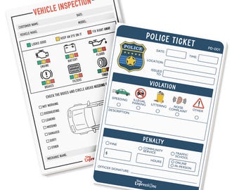 2-Pack Kids Pretend Play Notepads: Police Ticket & Vehicle Inspection