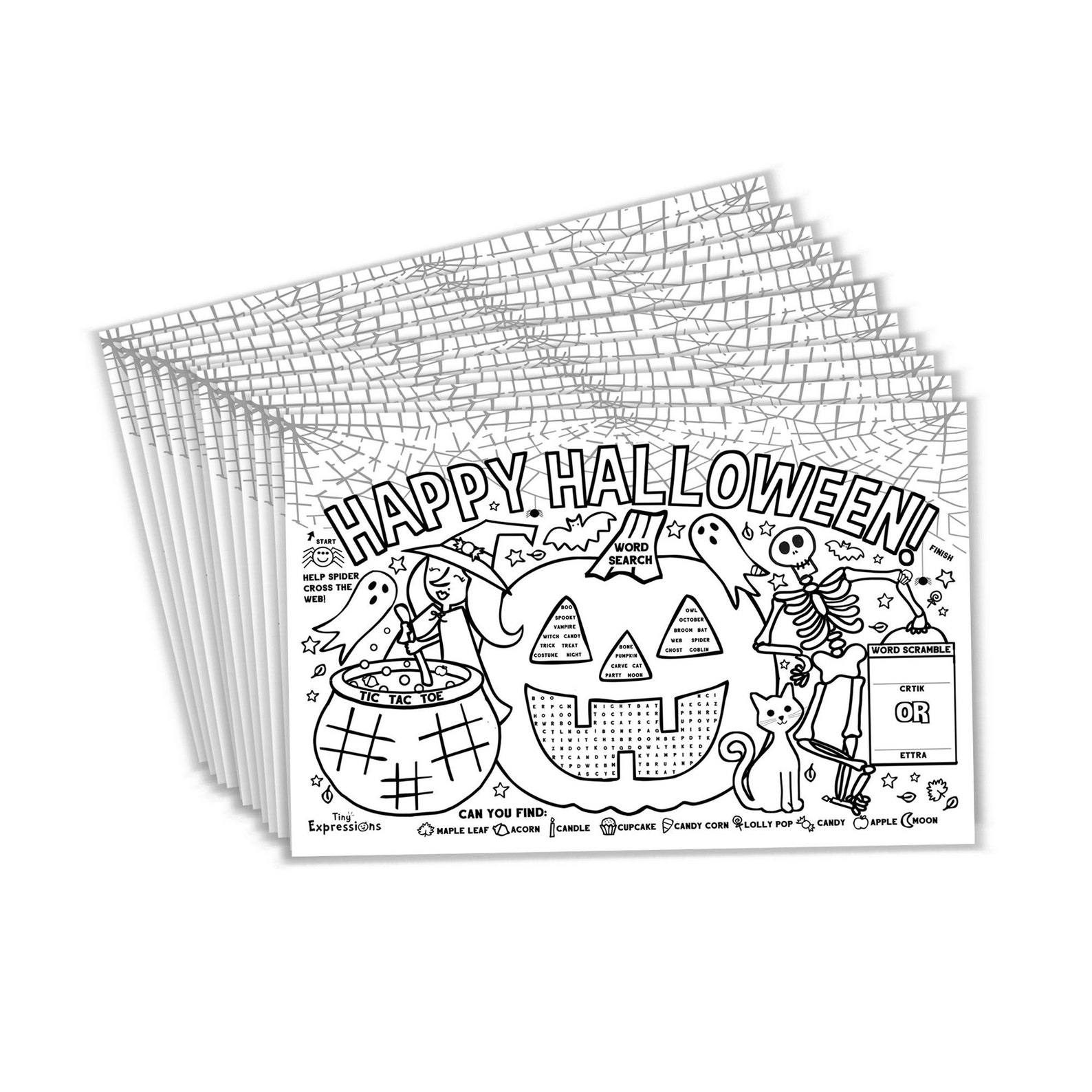 Halloween Paper Placemats for Kids pack of 12 Pumpkin Etsy