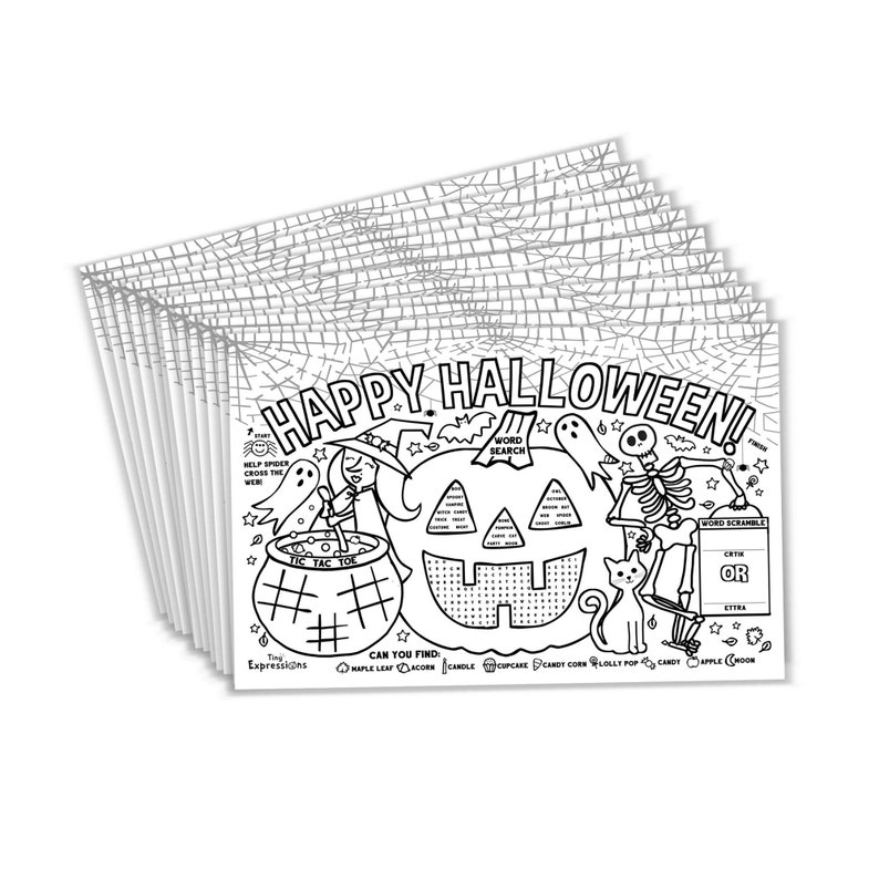 Halloween Paper Placemats for Kids pack of 12 Pumpkin Etsy