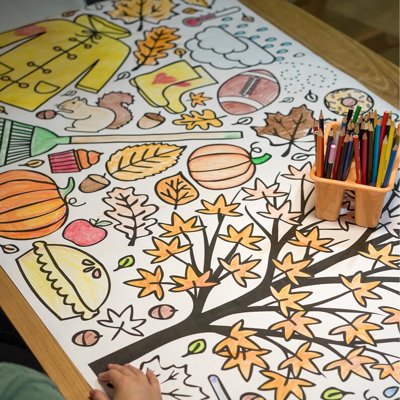 GIANT Fall Coloring Poster or Table Cover Paper Fall - Etsy