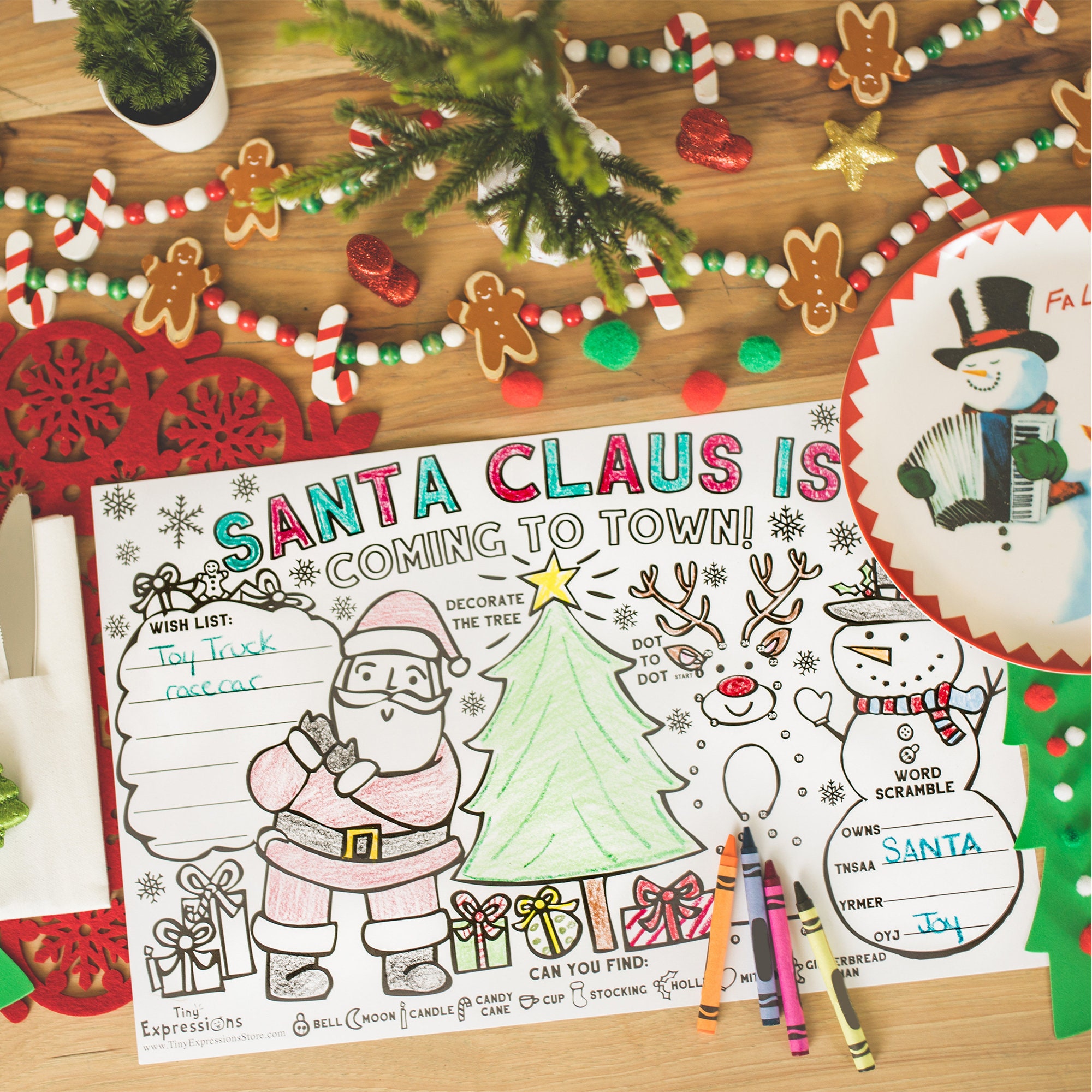Christmas Day Kids Children Table Place Mat Santa Reindeer Train Wipe Clean Christmas Day Kids Children Table Place Mat Santa Reindeer Train Wipe Clean