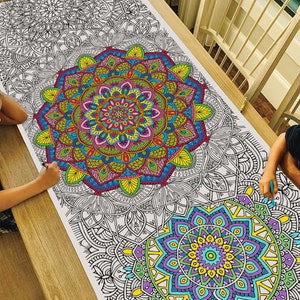 GIANT Mandala Coloring Poster | 72" x 30" Premium Coloring Paper for Children, Teens or Adults | Giant Craft Activity for Home & Classroom