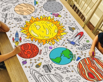 GIANT 6 ft. Outer Space Coloring Banner: Personalized Party Decor