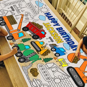 GIANT 6 ft. Construction Coloring Banner: Personalized Party Decor
