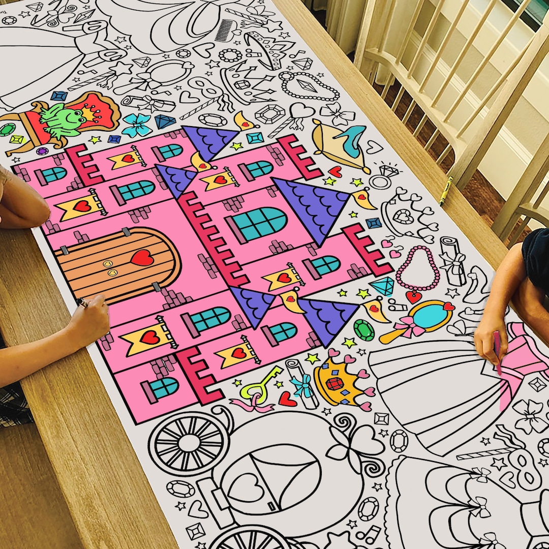 GIANT Princess Coloring Poster or Table Cover | Paper Princess ...