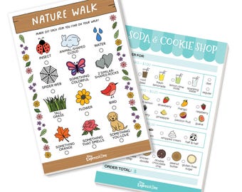 2-Pack Kids Pretend Play Notepads: Soda Shop & Nature Walk