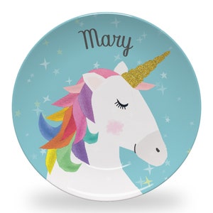Assiette licorne personnalisée : passe au micro-ondes
