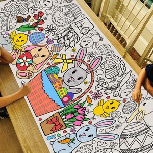 GIANT Easter Coloring Poster or Table Cover | Paper Easter Tablecloth | Easter Craft | 30" x 72" inches