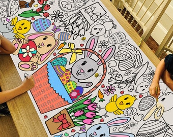 GIANT Easter Coloring Poster or Table Cover | Paper Easter Tablecloth | Easter Craft | 30" x 72" inches