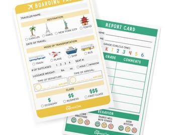 2-Pack Kids Pretend Play Notepads: Report Card & Boarding Pass