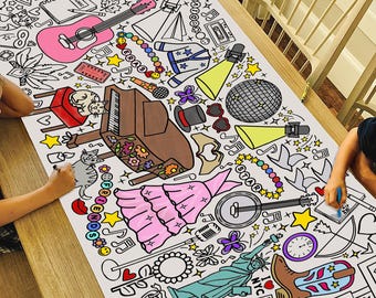 GIANT 6 ft. Eras Diva Coloring Banner: Personalized Party Decor