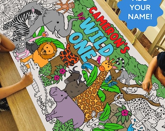 Pancarta gigante de safari para colorear de 1,8 m: decoración personalizada para fiestas