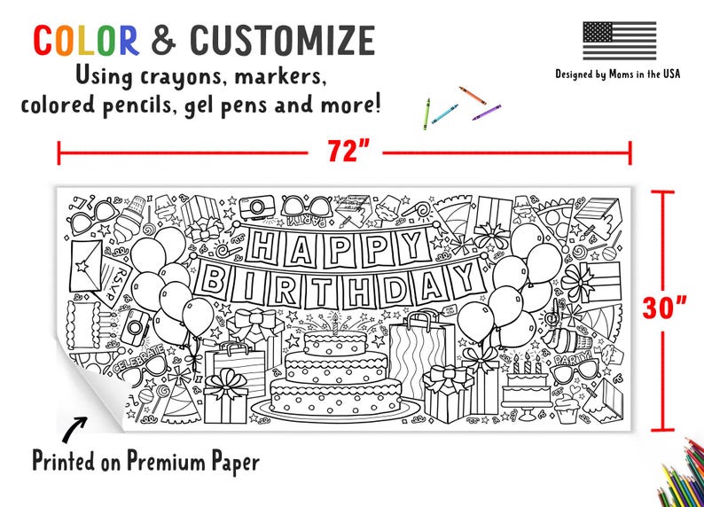 GIANT 6 ft. Birthday Coloring Banner: Personalized Party Decor image 6