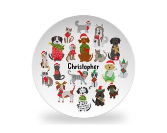 Personalized Christmas Pet Plate for Kids | Cute Toddler Christmas Gift for Kids | Monogrammed with Name | BPA Free | A Great Gift