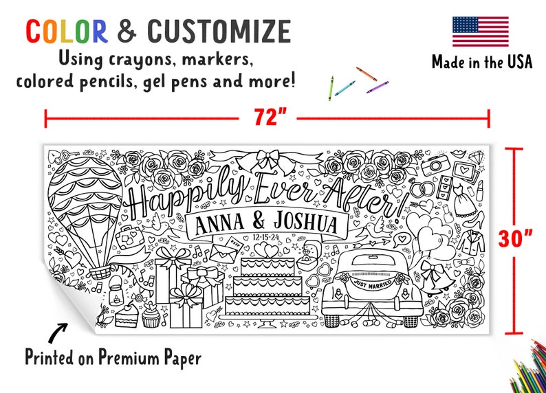 GIANT 6 ft. Wedding Coloring Banner: Bridal Shower Activity image 5