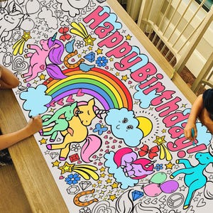 GIANT 6 ft. Unicorn Coloring Banner: Personalized Party Decor NO, Unicorn Birthday