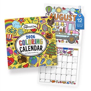 2026 Kids Coloring Calendar: 12" x 12" Monthly Planner & Activity Chart