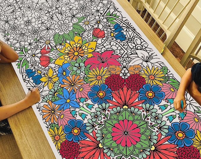 GIANT 6 ft. Flower Mandala Coloring Banner: Adult Coloring