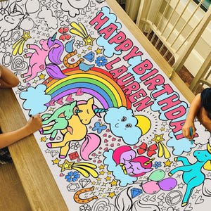 GIANT 6 ft. Unicorn Coloring Banner: Personalized Party Decor YES, Personalized