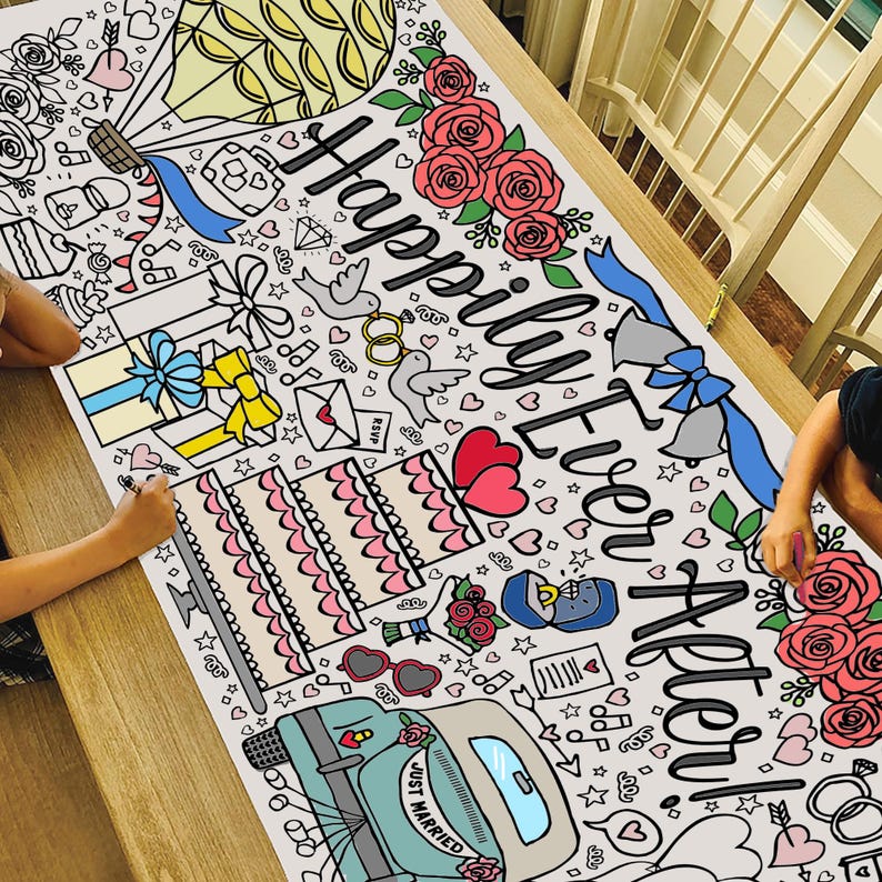 GIANT 6 ft. Wedding Coloring Banner: Bridal Shower Activity No-NON-Personalized
