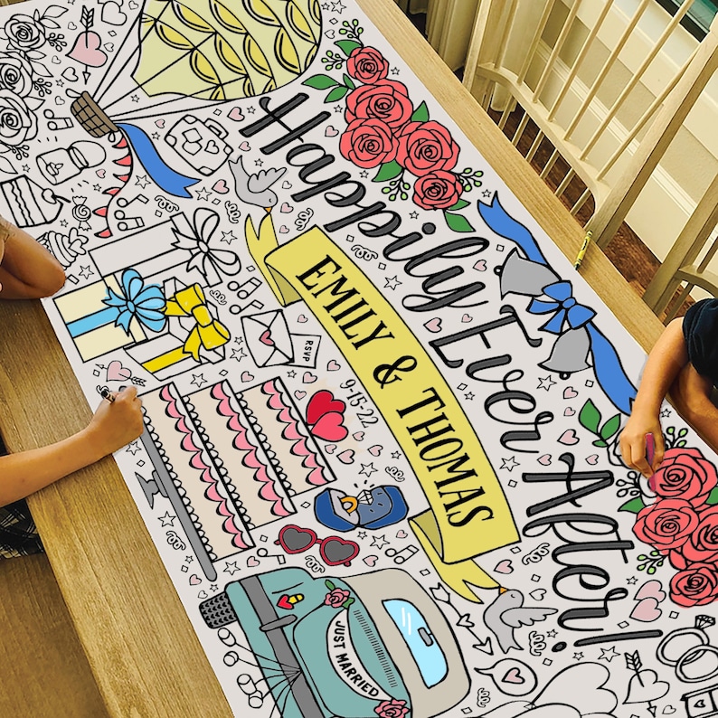 GIANT 6 ft. Wedding Coloring Banner: Bridal Shower Activity Yes-Personalized