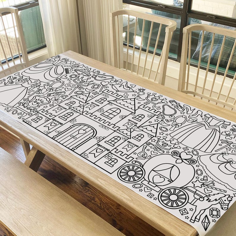 Pancarta gigante de princesas para colorear de 1,8 m: decoración personalizada para fiestas imagen 4