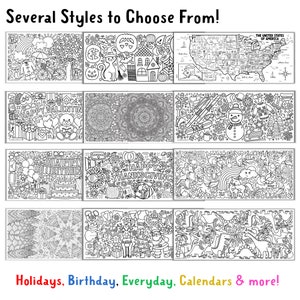 May include: A collection of black and white coloring pages with various themes, including holidays, birthdays, and everyday scenes. The image features the text "Several Styles to Choose From!" and "Holidays, Birthday, Everyday, Calendars & more!"