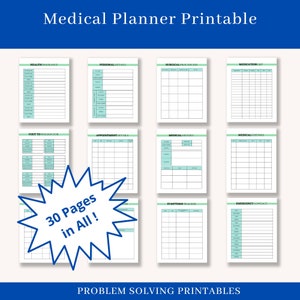 Medical Binder Records Printable Medical Planner Medical History Health Planner Medical Journal Self Care Planner Symptom Tracker Period