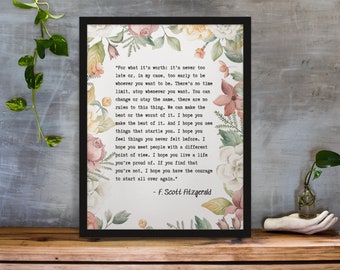 F. Scott Fitzgerald Quote Print, Inspirational Wall Art (Digital Download)